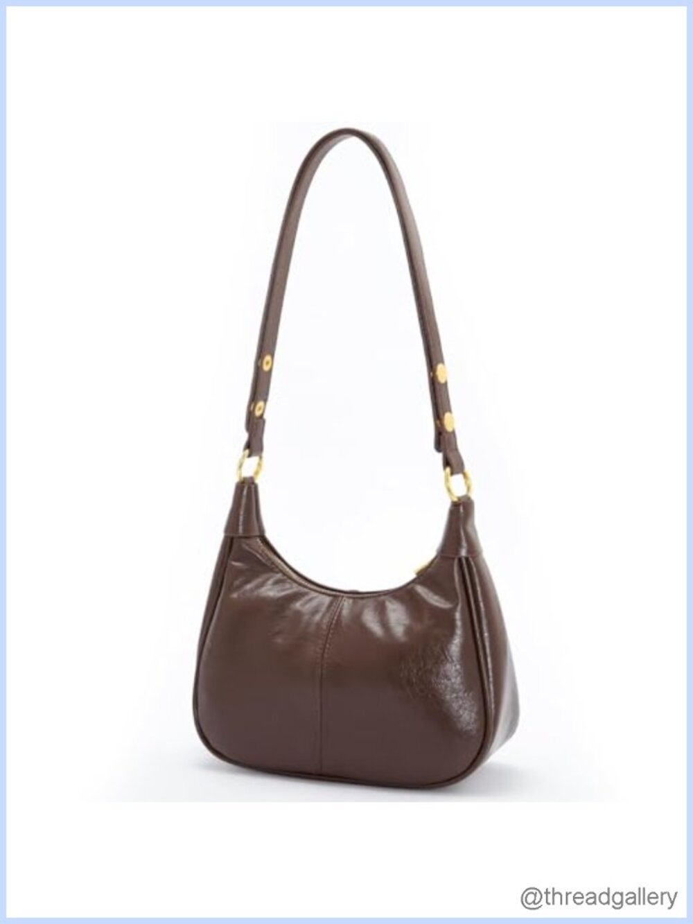 Small Vegan Leather Crescent Hobo Shoulder Bag with Zipper
